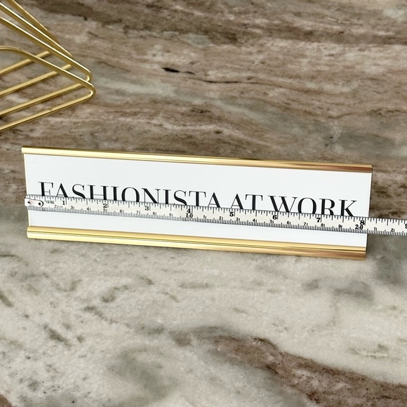Gold “Fashionista At Work” Desk Sign/ Name Plate & Office Folder Holder Set - Picture 3 of 15
